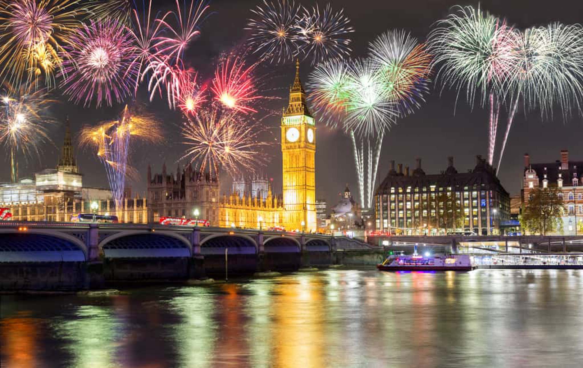 Fireworks over Westminster to celebrate the start of 2026